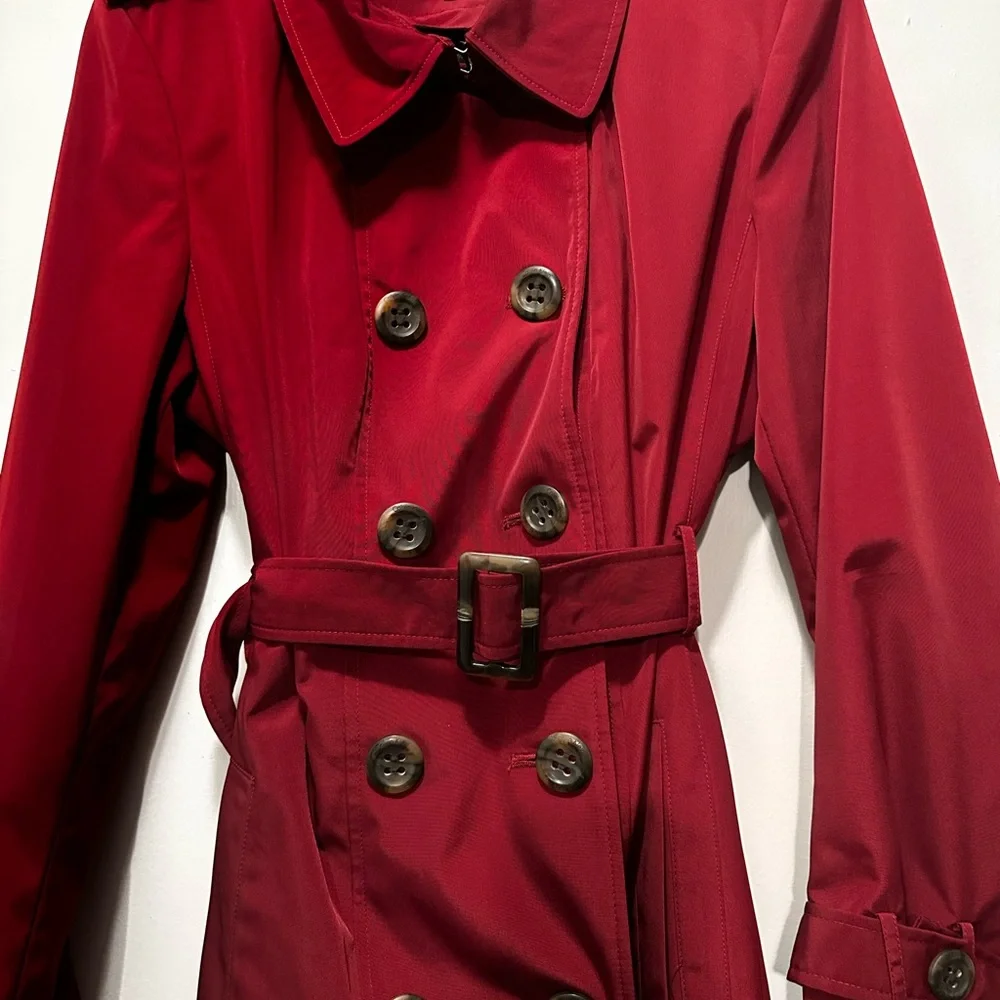 Calvin Klein Elegant Burgundy Trench Coat - Picture 2 of 6